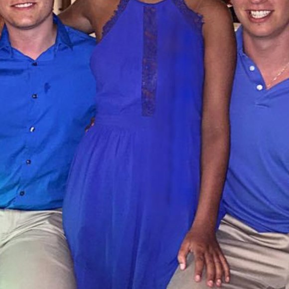 Francesca's Blue Halter Backless Dress - Picture 2 of 2